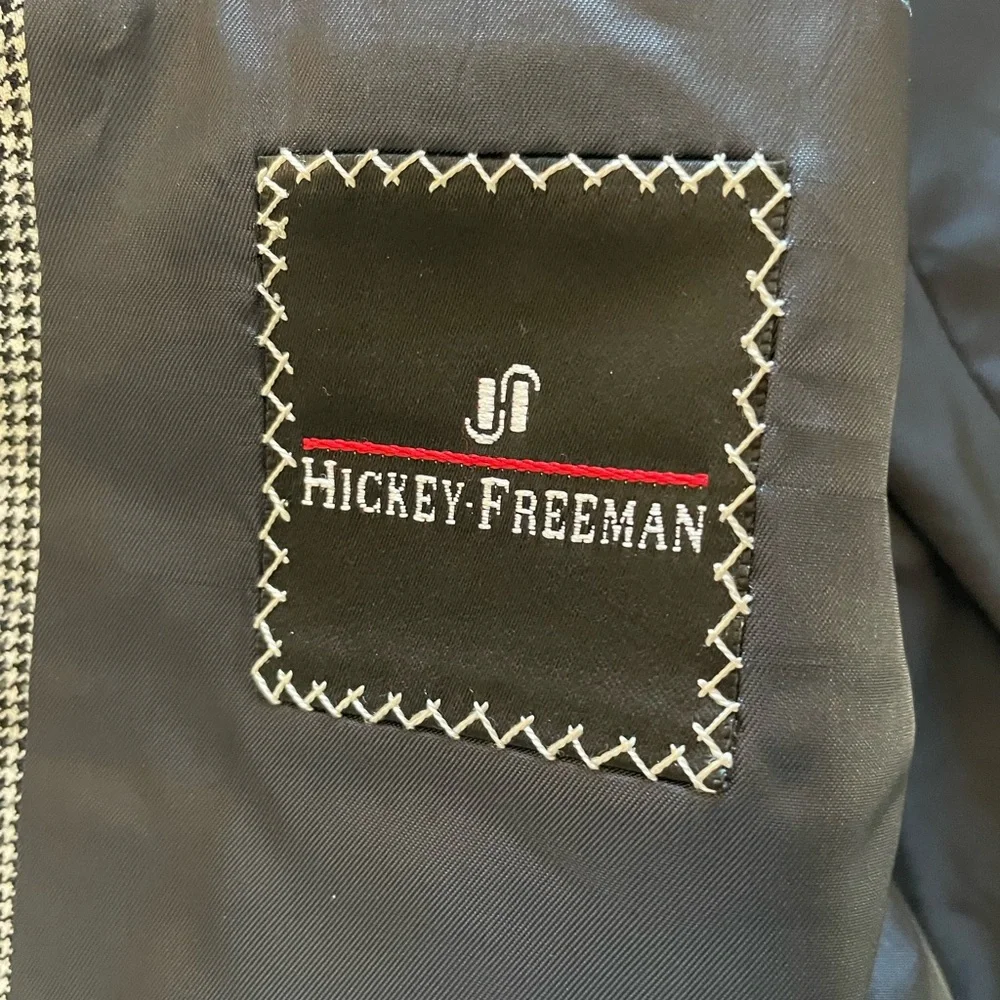 HICKEY FREEMAN Mini Houndstooth Check Wool‎ Boardroom Sport Jacket 42 R $1395